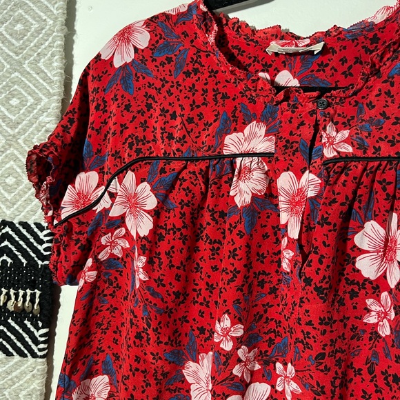 Zadig and Voltaire pensee silk red floral top - Picture 3 of 9